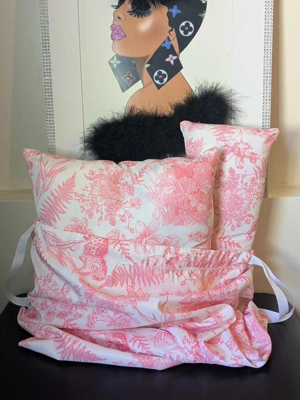 Matching Custom Handmade Dust Bag & Purse Pillow Combo Set Size Large
